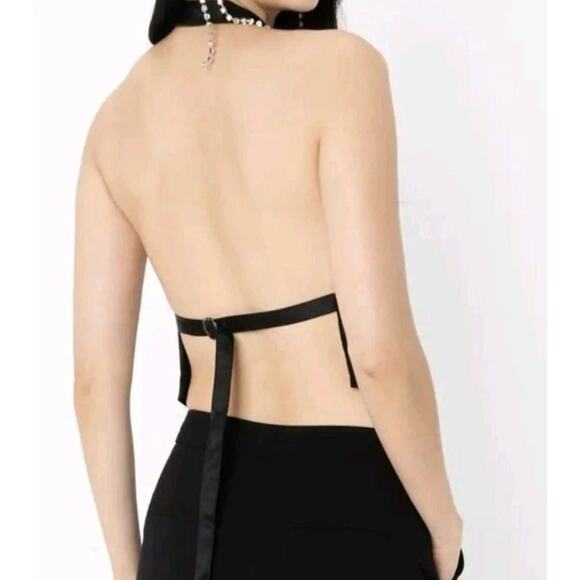 Zara Women’s Black Vest Open Back Halter Cropped Tuxedo Size XS - Picture 3 of 10